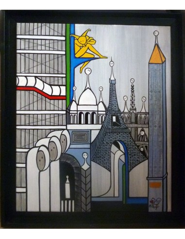 COULIBEUF-ESPEJO Beatrice : Les insouciants à Paris (Tableau acrylique sur toile ) des créatures d'habitude