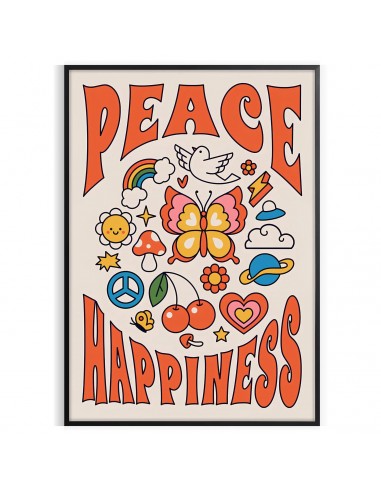 Affiche Groovy Peace Happinessaffiche chez Cornerstreet bien 