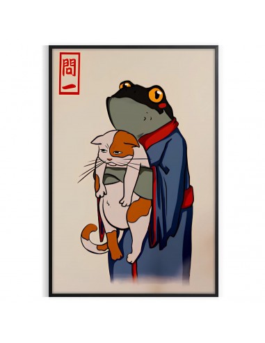 Affiche Grenouille Et Chat Matsumoto Hoji Japon soldes