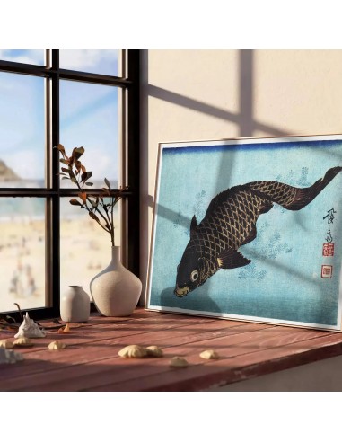 Affiche Japonaise Vintage Poisson ou a consommer sur place