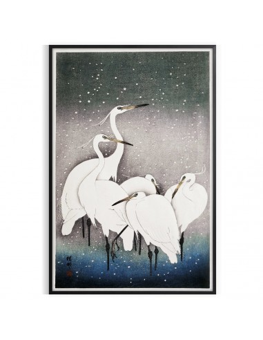 Affiche Japonaise Vintage Représentant Un Oiseau en stock