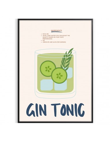 Affiche Culinaire Gin Tonic de pas cher